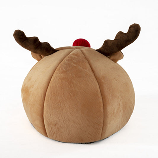 Festive Reindeer Pet Tent Bed | Warm Christmas Indoor Dog House Kennel