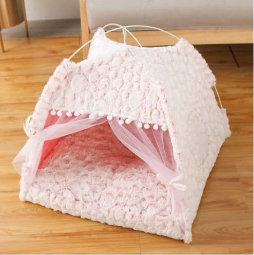 Removable & Washable Semi-Enclosed Pet Bed | Warm Snuggle Cave House