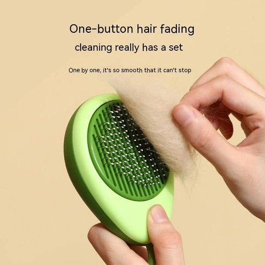 Cute Avocado Cat Brush | Self-Cleaning Stainless Steel Pet Hair Removal Tool