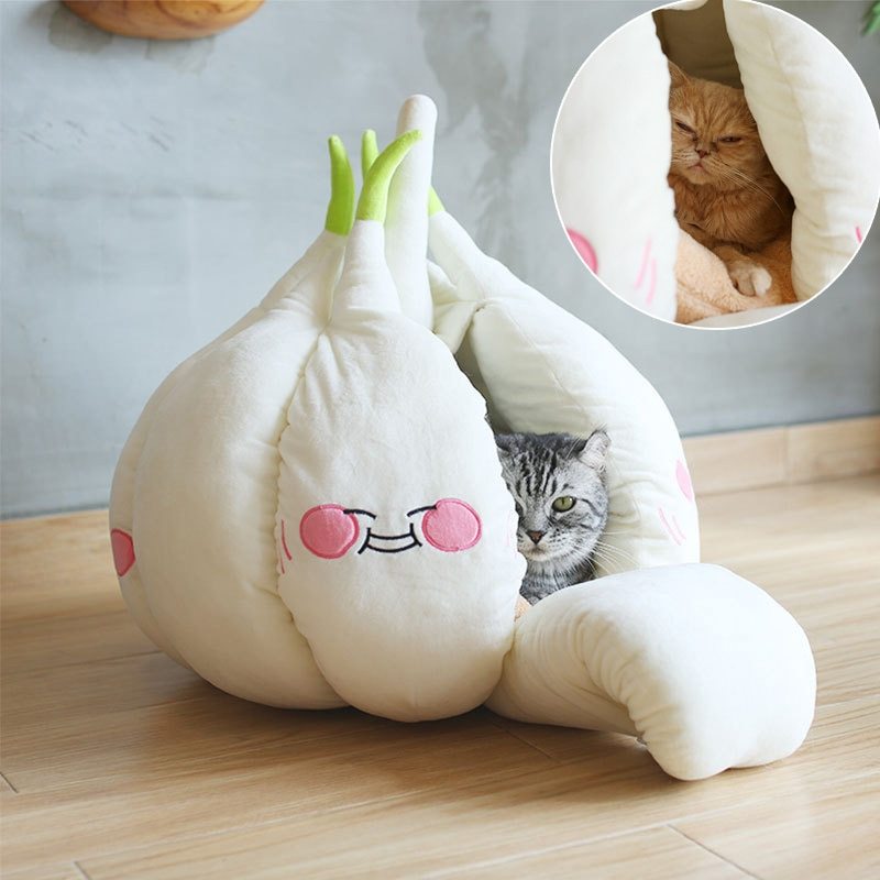 Cozy Pet Cave Bed & Tent | Warm Winter House Sleeper with Soft Cushion Mat