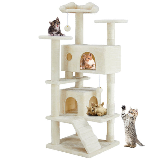 Deluxe Multi-Function Cat Treehouse | Large Indoor Pet Climbing Frame & Condo